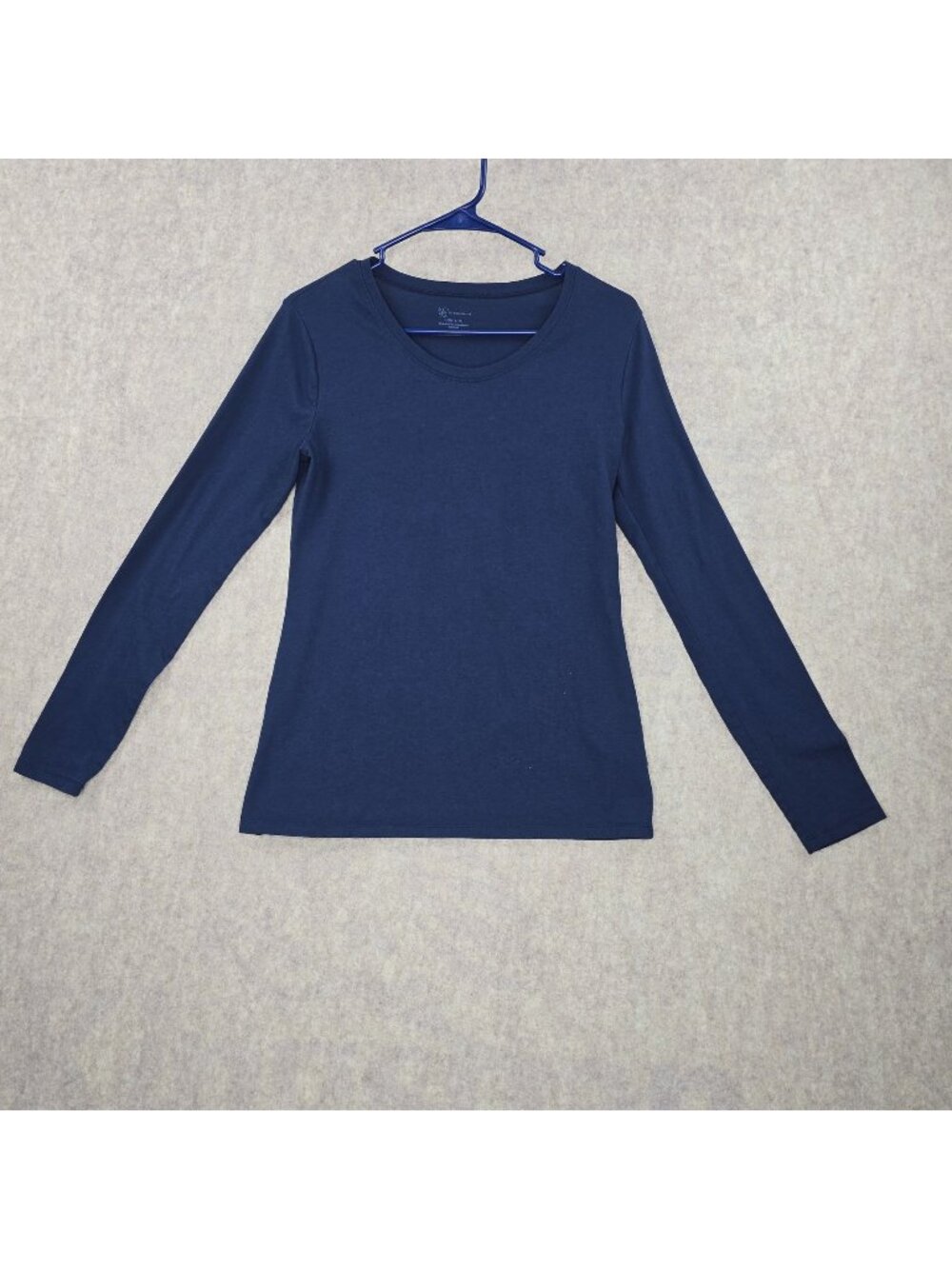 No Boundaries Women's Long-Sleeve Navy Blue Top Size L Soft Cotton-Blend Slim